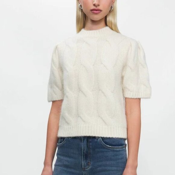 ANINE BING Brittany Cable Stitch Sweater Ivory, M - Picture 1 of 12